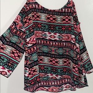 Aztec print tank with sleeves sz sm